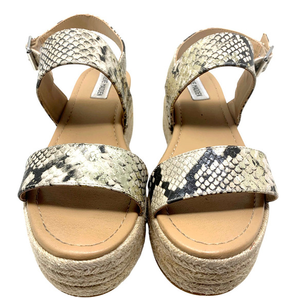 Steve Madden Fifer Sz 9 Flatform Platform Sandals Espadrille Snake Vegan Leather - Picture 5 of 9